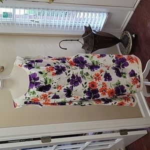 Alex Marie ivory orange purple green floral sleeveless dress Pockets sz 18W NEW…